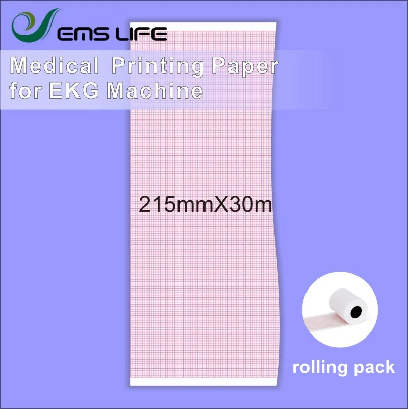 medical printing paper compatible for patient monitor EKG machine 215mm*30m rolling 5pcs packing