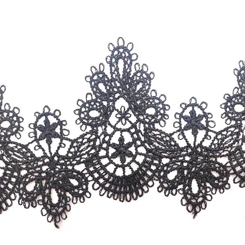 14Yards Lace Fabric Flower Black White Applique Patch Water Soluble Trim 6.2cm Ribbon Guipure Crafts Sewing dentelle