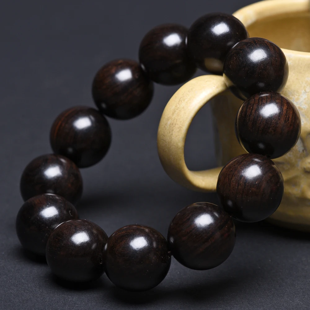 Natural black wood rosary Tibetan Buddhism horse Buddhist bracelet rosary 15mm18mm20mm wooden bracelet jewelry