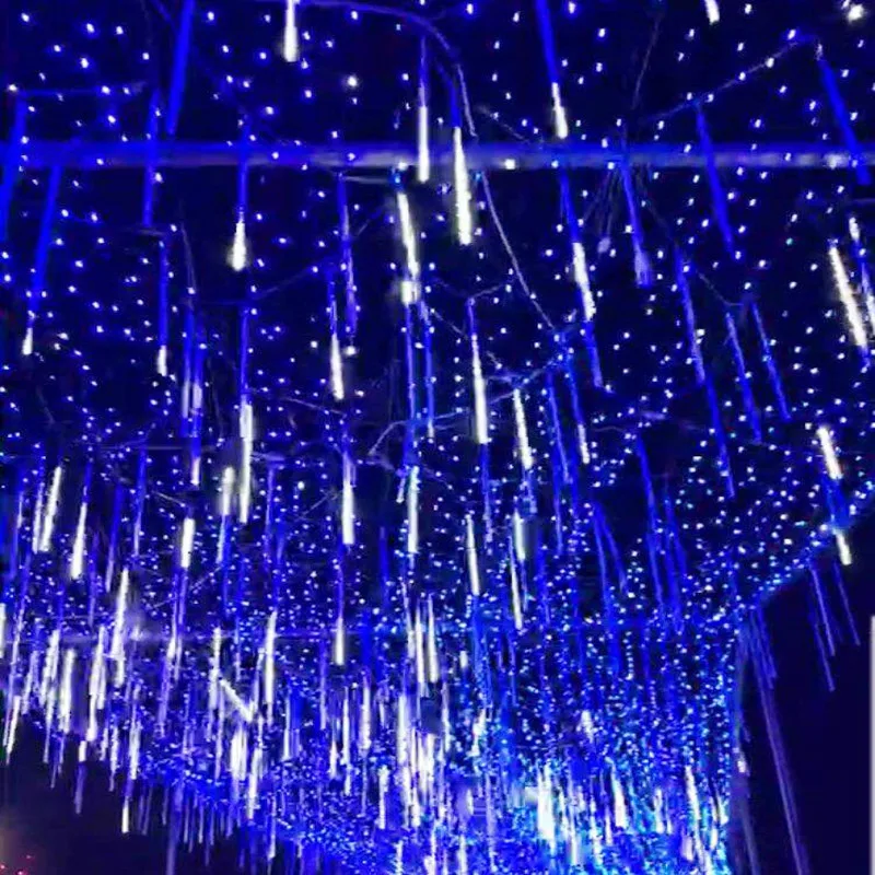 Meteor Shower Rain 8 Tubes LED Solar String Lights, Waterproof for Christmas, Wedding Party Decoration, 244 LEDs, 45cm