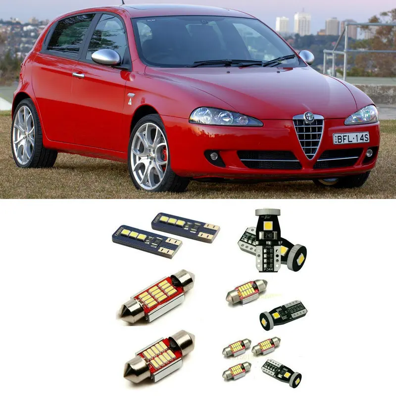 

Светодиодная внутренняя подсветка для Alfa Romeo 147 2008 17pc, лампы для номерного знака, Верхняя лампа, лампа для багажа