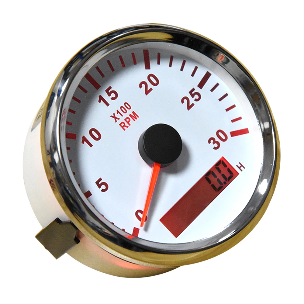 12V/24V Universal 85mm REV Counter with Hour meter Waterproof Tachometer 0-3000 RPM For Outboard Motor Boat Auto Gauge M16 M18 - view 6