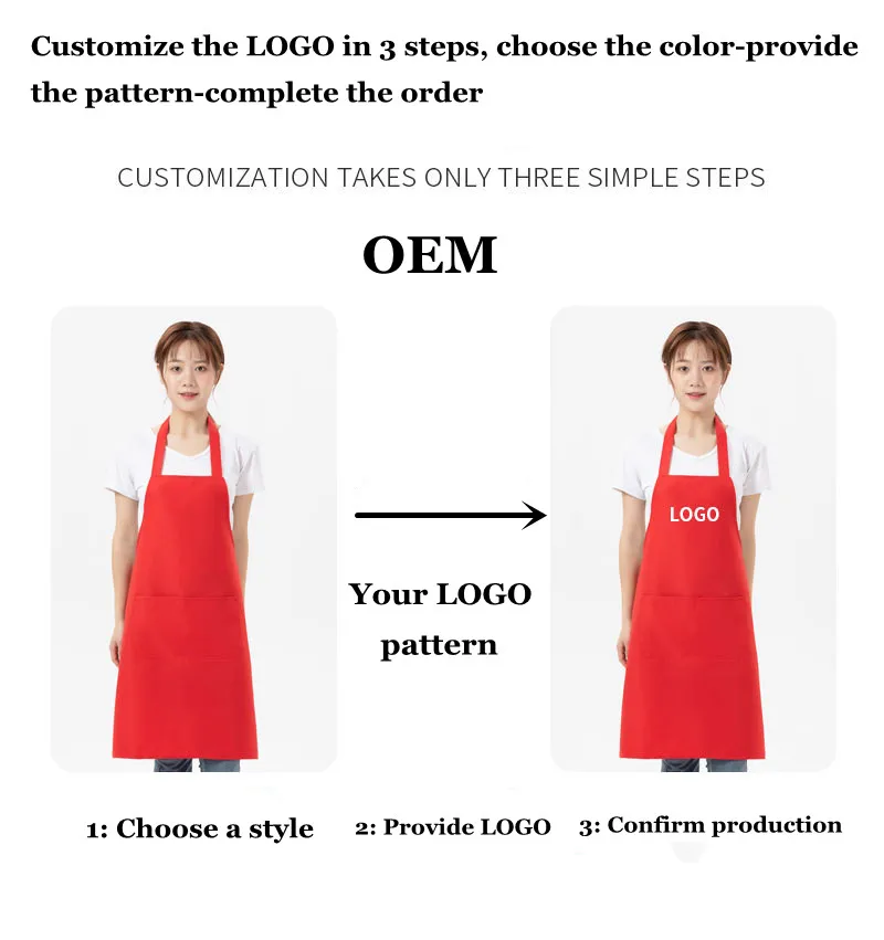 Apron custom LOGO English name brand Delantal media longitud ajustable adultos a rayas Hotel restaurante Chef camarero cloak