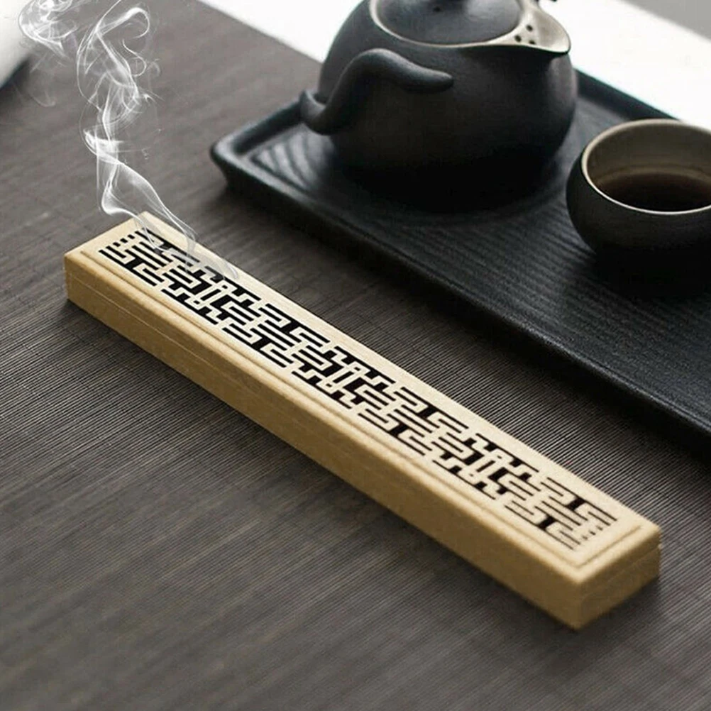 1 Pcs Bamboo Wooden Incense Stick Holder Burning Joss Incense Box Burner Ash Catcher Home Decoration