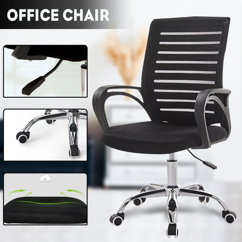 37 INCH Adjustable Mesh Swivel Computer Office Desk Task Rolling Chair Mid Back