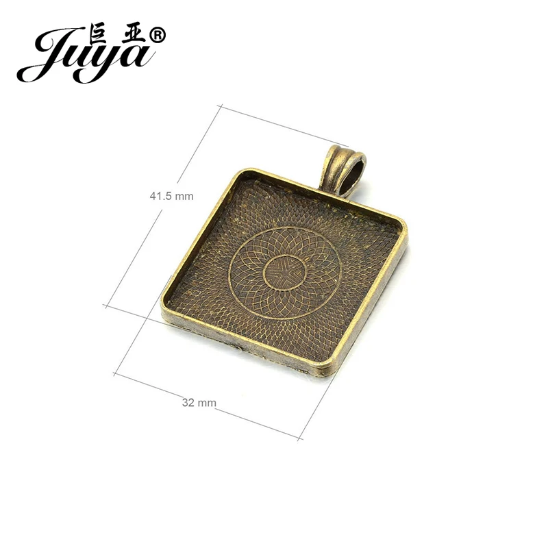 JUYA 10 sztuk/partia 25/30/35mm kwadratowe kaboszony podstawy ustawienia Charms wisiorek komponenty do wyrobu biżuterii rękodzieło akcesoria — zdjęcie 6