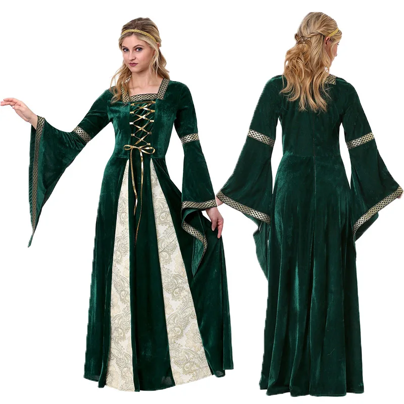 women New Medieval dress costume Renaissance Gothic Cosplay Hooded Long Dress Women Retro Steampunk Fancy Clothes Halloween