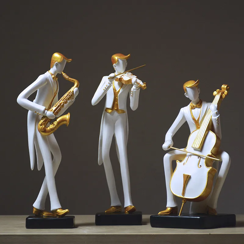 Miniature Figurines for home decoration, modern music character, violin, piano, cello, band, garden, living room