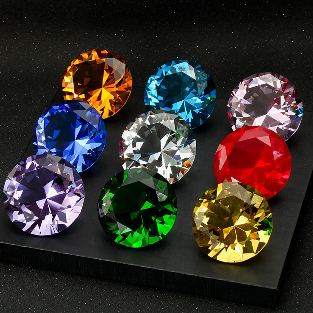 10 kolorów kryształowego diamentu w kształcie przycisku do papieru Dekoracyjne szkło Giant Gemstone Ślubne ozdoby świąteczne Prezenty