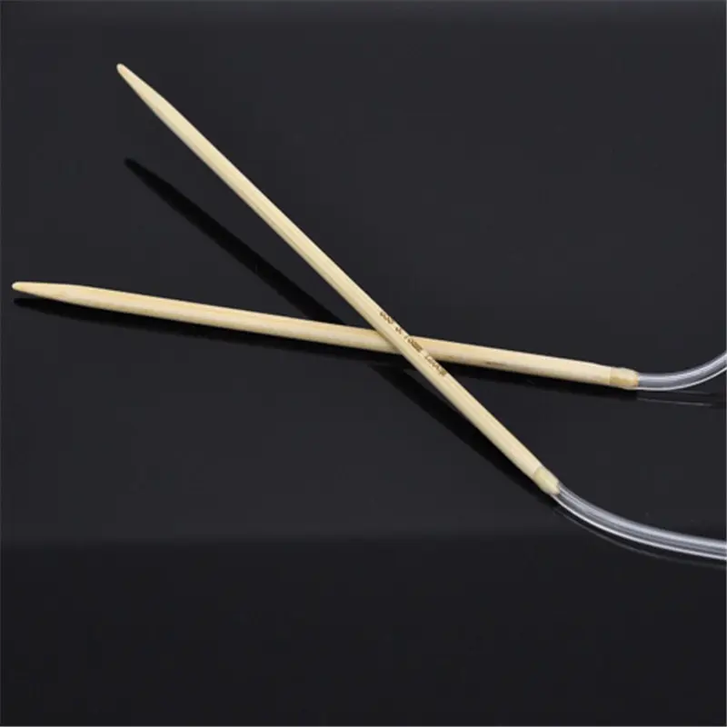 3.5mm Bamboo Circular Knitting Needles Transparent Tube Double Pointed Crochet Hook Set Weave Craft DIY Tool 120cm Long,1PC