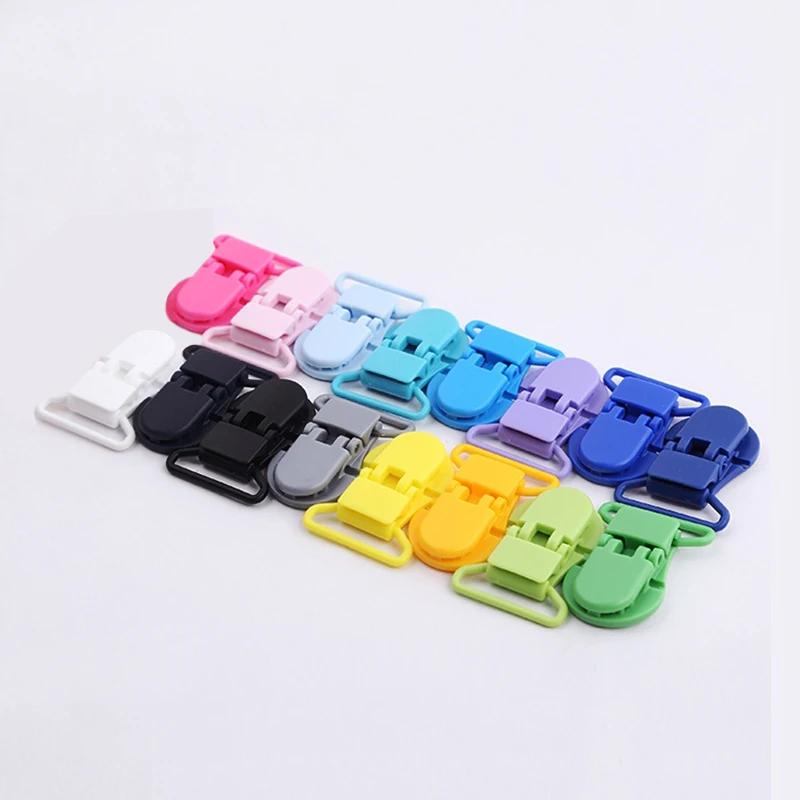 Mix Colors 100 Pcs Sutoyuen 25MM D Sharp Plastic Pacifier Clips Holder Soother Mam Baby Dummy Clips Chain For Ribbon 11 Colors