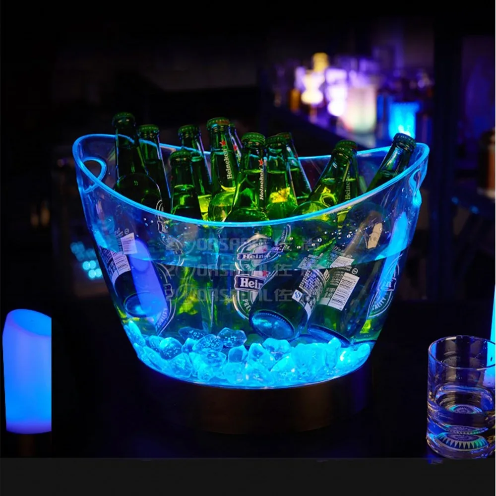 Led Rechargeable Acrylic Ice Buckets Luminous wine whisky drink cooler Bars Nightclubs LED Light Up Champagne Beer Buckets