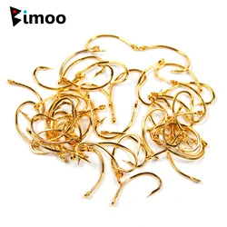 Bimoo 50pcs 100pcs #10 #12 #14 #16 Golden Curved Nymph Fly Tying Hook Scud Shrimp Pupae Larvae Caddis Emerges Trout Fishing Lure