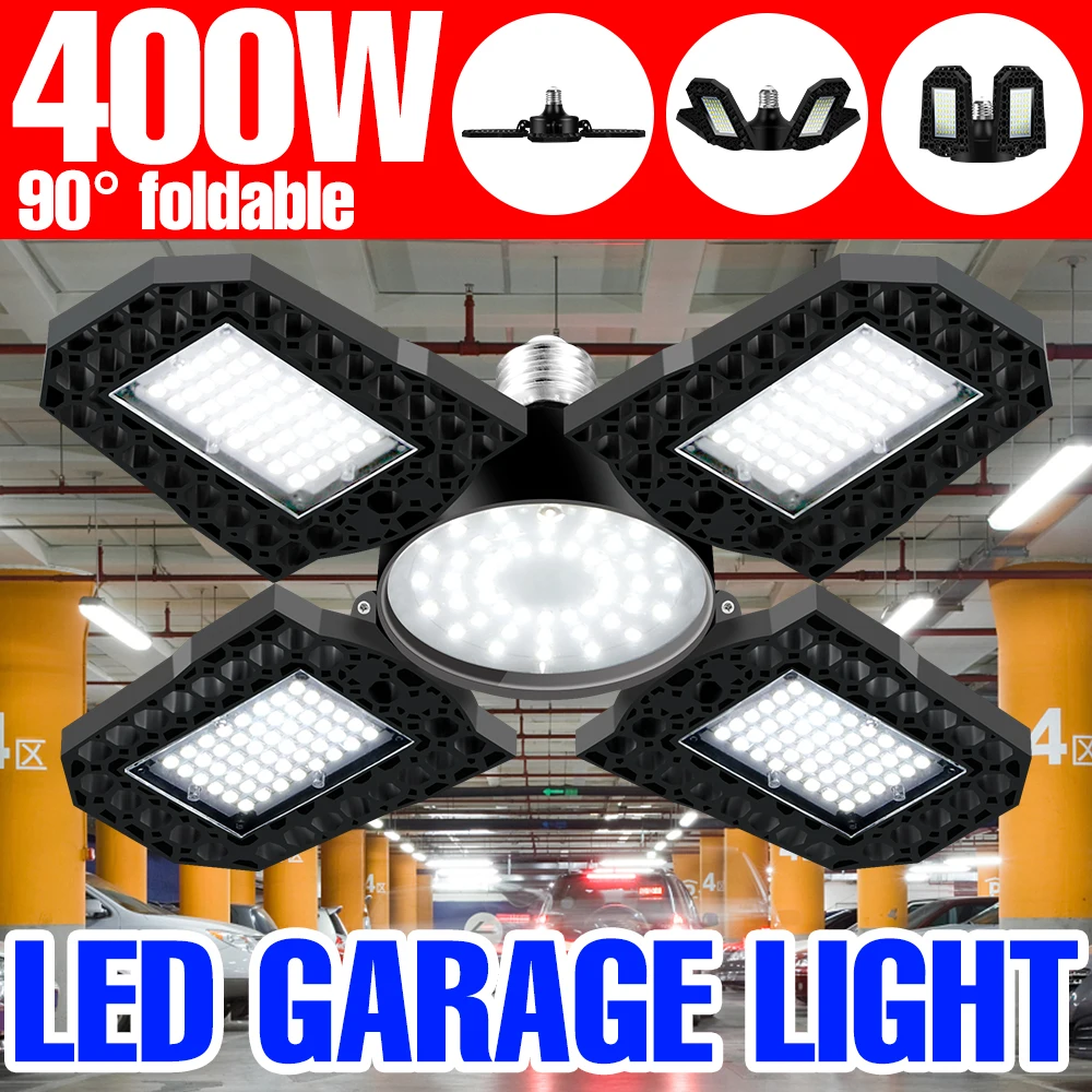 LED Bulb E27 Garage Lamp Folding Deformable Spotlight 220V Floodlight 200W 300W 400W For Workshop Warehouse Industrial Lighting