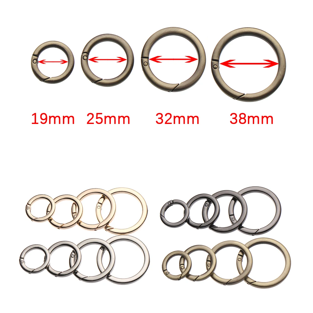 Hot Spring O-Ring Buckles Zinc Alloy Plated Gate Clips Carabiner Purses Handbags Round Push Trigger Snap Hooks Outdoor Carabiner