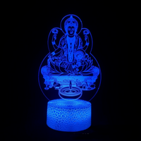 Religious Buddha 3d Lamp God of Fortune Guanyin Night Light LED Colorful Home Room Decor Remote Control USB Nightlight