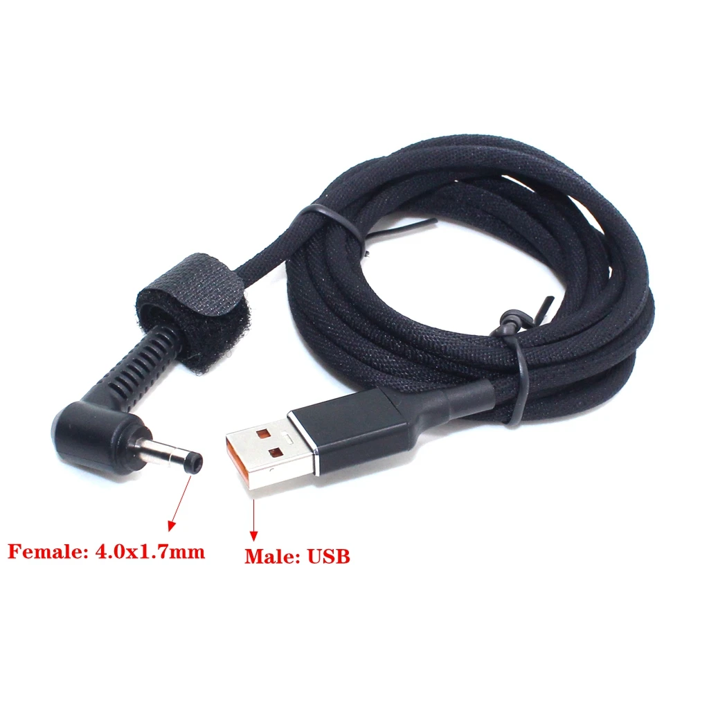 Cable adaptador de fuente de alimentación USB a DC 4,0x1,7mm, 65W, 1,8 m, para Lenovo 100-15, B50-10, YOGA 710, 510-14ISK, 20V, 2.25A, 3.25A