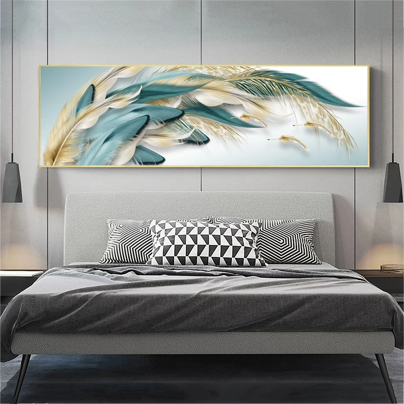 Modern Luxury Golden Feathers Poster Abstract Painting on Canvas Prints Nordic Posters Wall Art for Living Room Home Decoration