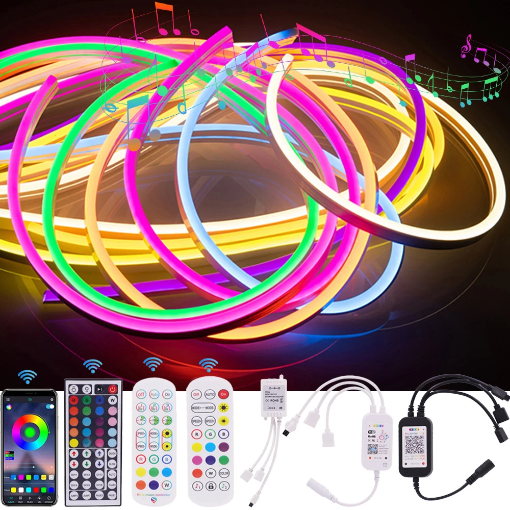 

RGB LED Strip Light with Remote Control DC 12V Flexible Neon Sign LED Ribbon Waterproof Silicone Tape Neon Rope Backlight Decor