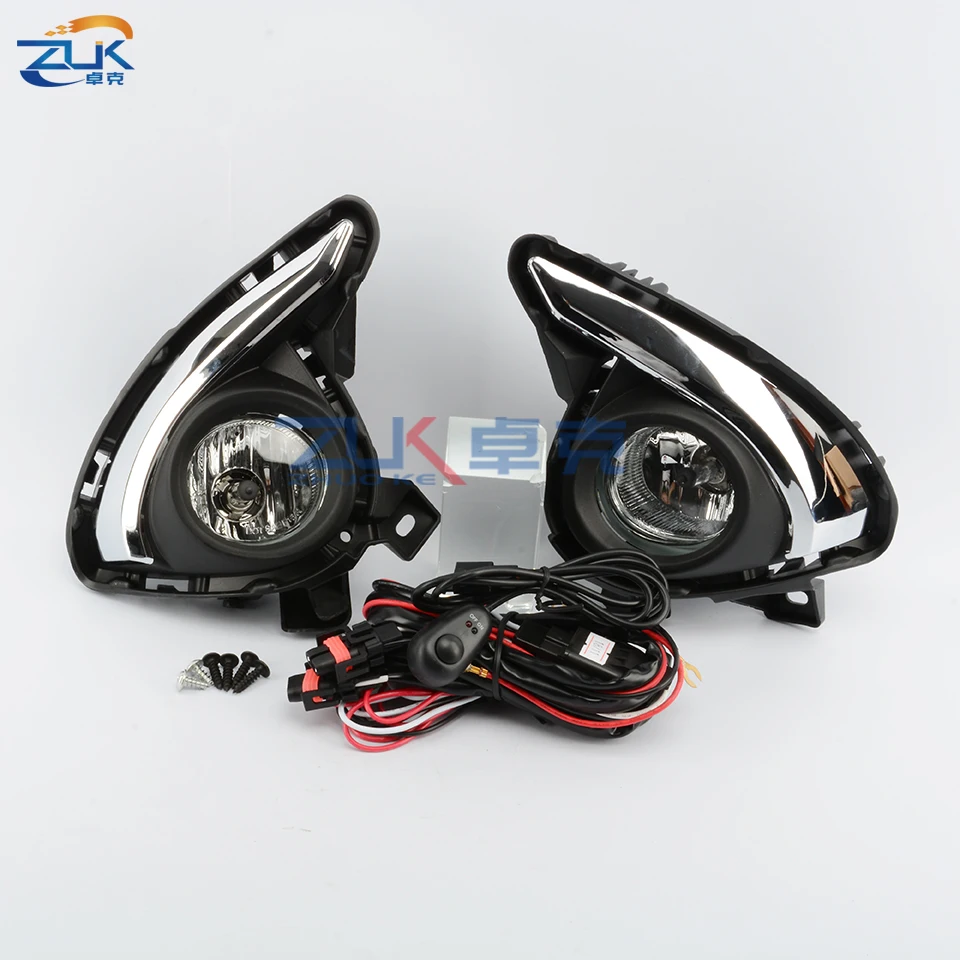 ZUK Car Additional Front Bumper Fog Light Set For Mazda 2 Demio 2015 2016 2017 Upgrade Anti-Fog Reflector Lamp Kit With Harness