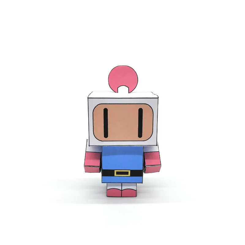 Mini Bomberman Origami fait à la main, sans colle, modèle en papier 3D, Papercraft, figurine d'anime, Cube, jouets artisanaux pour enfants et adultes, CS-019