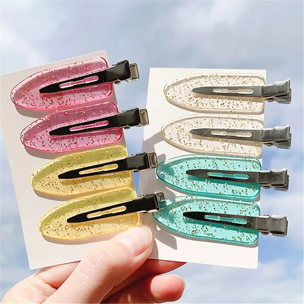 4PCS Candy Color Seamless No Bend Hair Clips Barrettes No Mark Pin Curl Clip Makeup No Crease Hair Clip Hair Styling Bang Clip