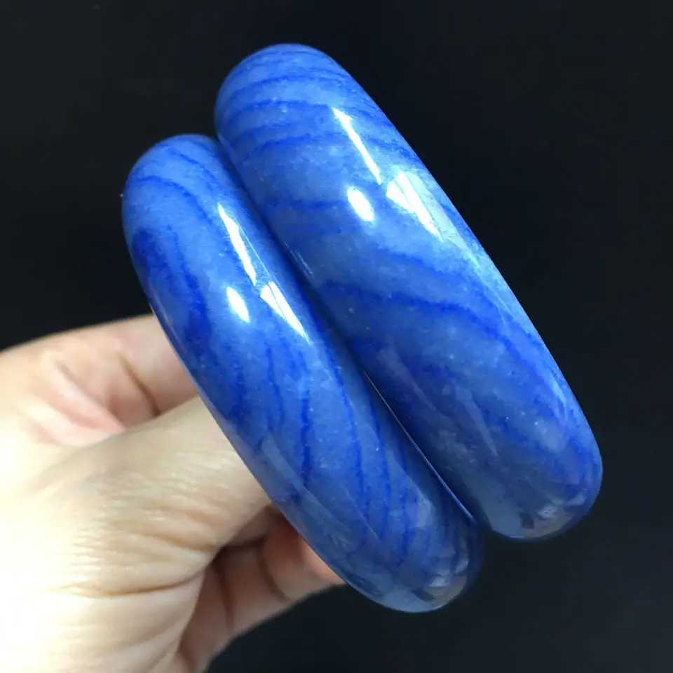 Jewelry High Quality Natural Blue Line Stone Bracelet Aventurine Jade Female Ice Type Fashion All-match Gift Accessory Bangles