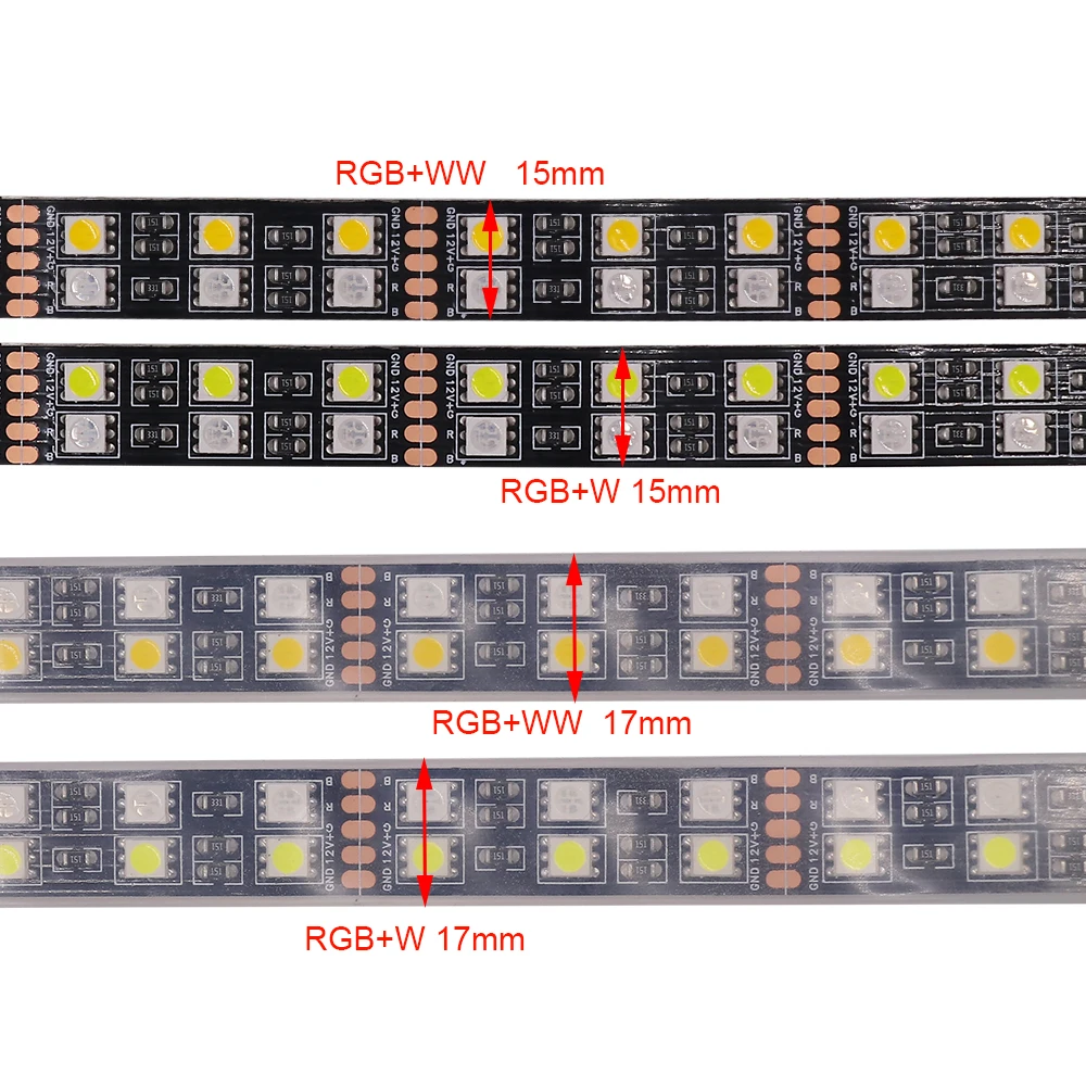 DC12V 24V 5050 listwy RGB LED lampa czarna PCB 120 leds/m IP67 wodoodporna dwurzędowa RGBW RGBWW elastyczna taśma LED listwa oświetleniowa 5m