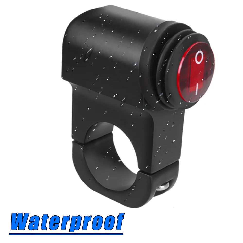 Waterproof Light Switch Motorcycle Handlebar 12V Headlight On/Off Switch Fog Spot Light Aluminium Alloy