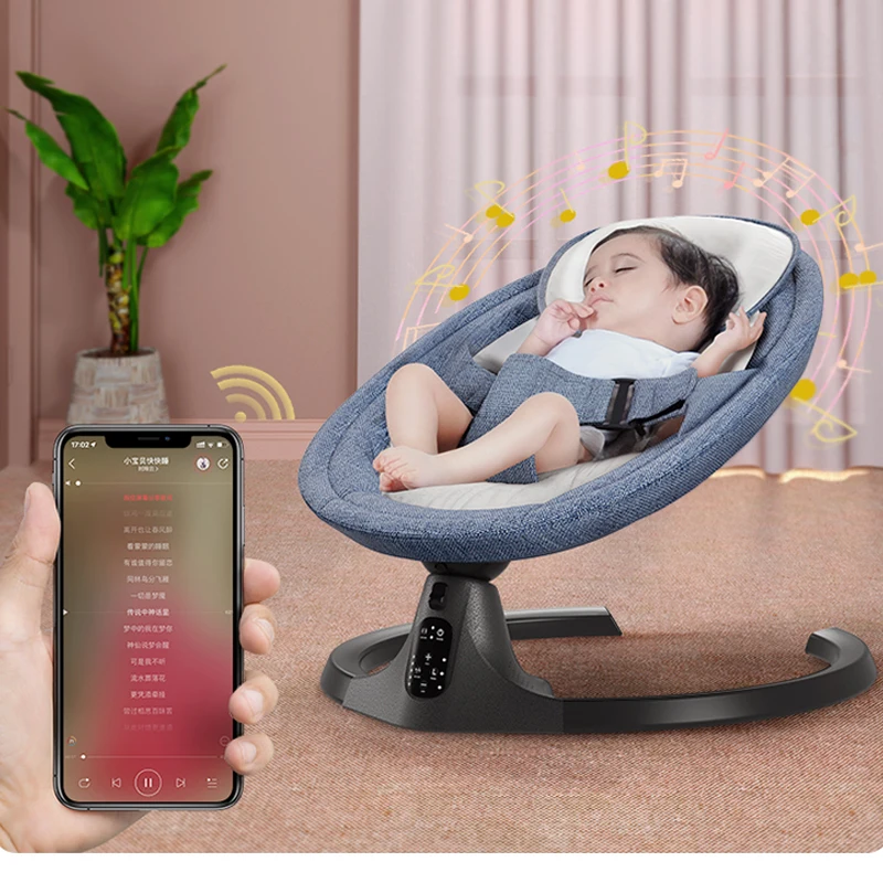Newborn Baby Electric Rocking Chair with Bluetooth Music Cradle Bed Sleep Comfort Chair Recliner Multi-Level Adjustment
