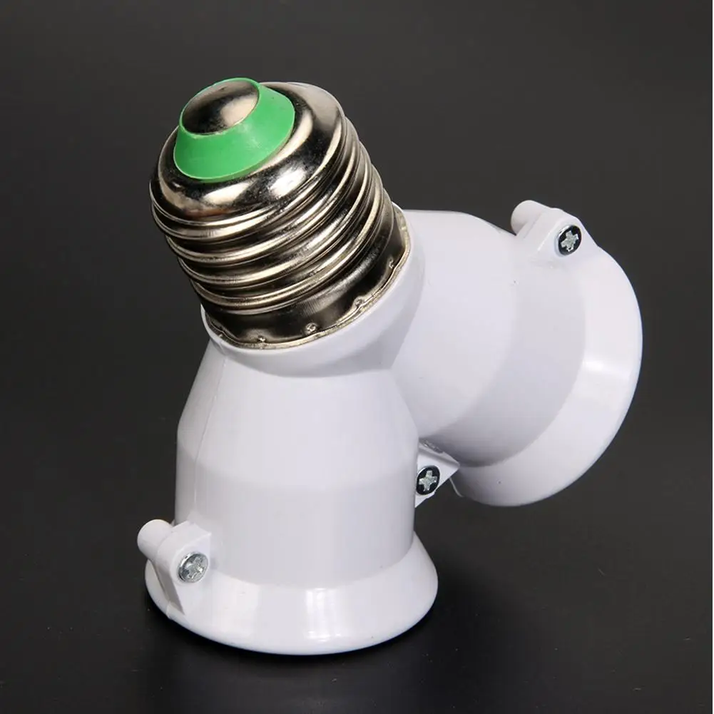 2 In 1 Double E27 Socket Base Extender Splitter Converter Plug Halogen Light Lamp Bulb Holder Copper Contact Adapter