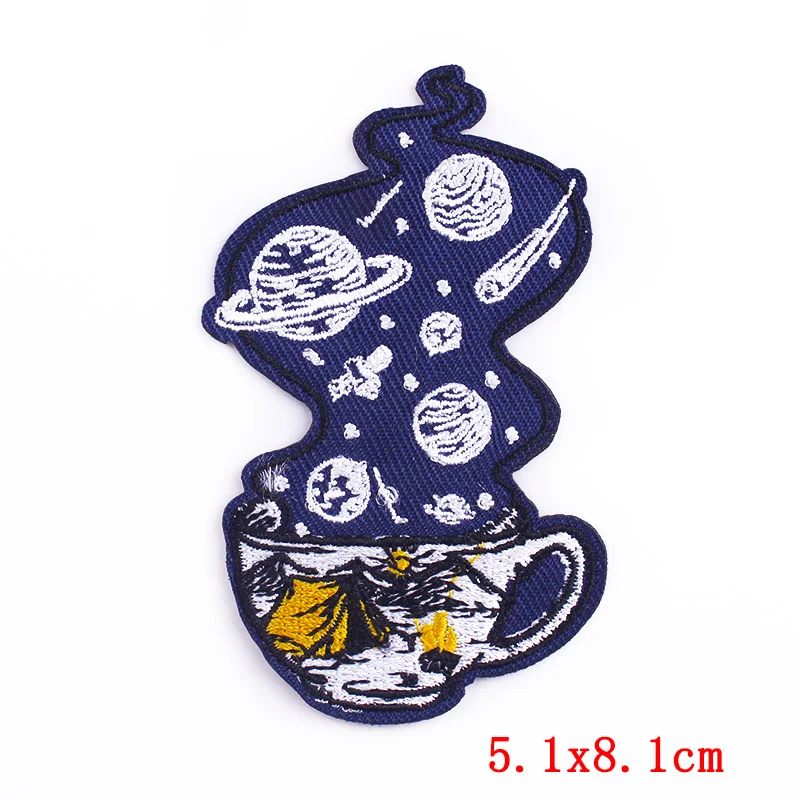 Space Travel Patch Iron On Patches For Clothing Stickers Sewing Patch Embroidered Patches On Clothes Alien UFO Stripe For Jacket