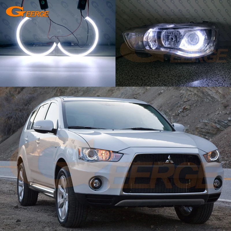 For Mitsubishi Outlander II 2006 2007 2008 2009 2010 2011 2012 Ultra Bright COB LED Angel Eyes Halo Rings Kit Car Accessories