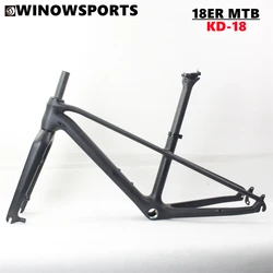 Winowsports Carbon Kids MTB Hardtail Frameset Disc Brake Carbon Fork 18inch 20inch MTB Frame