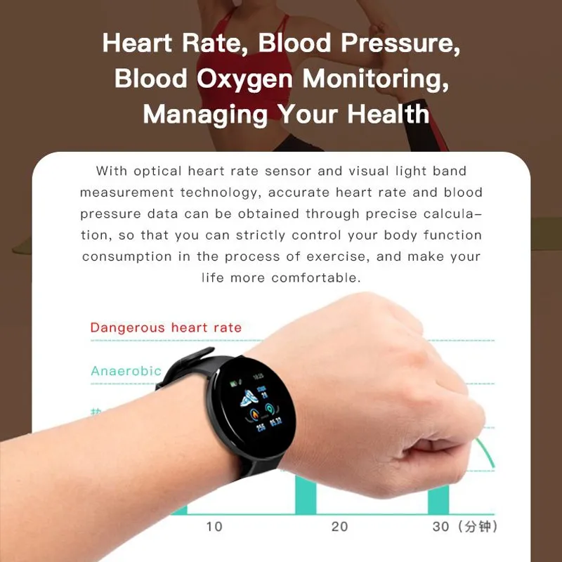 Digital Watch the mens\' watches Blood Pressure Round Smart watch Women Smart Bracelet Waterproof Sport Tracker For Android IOS