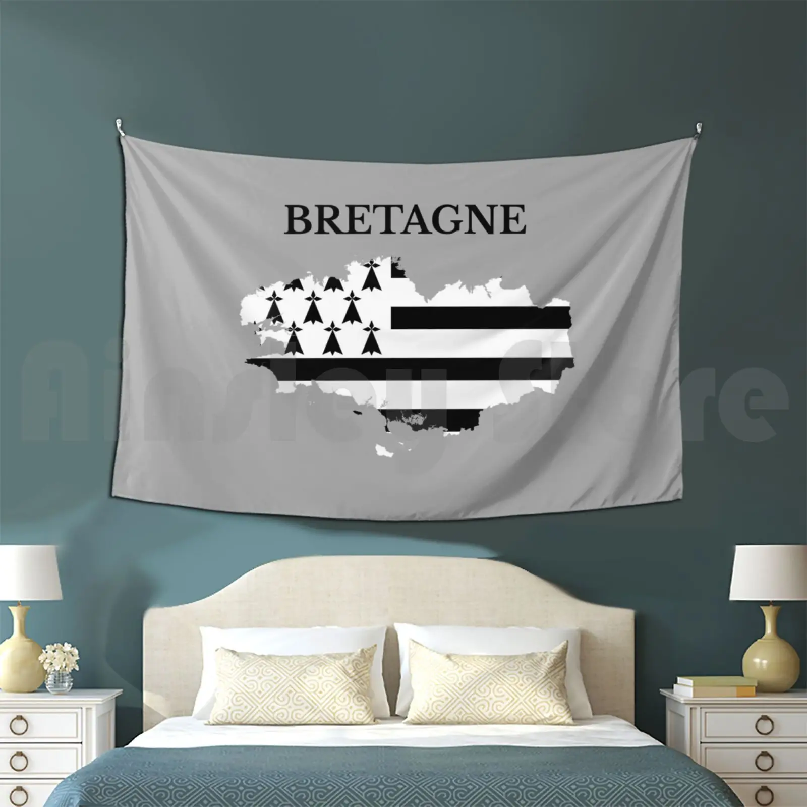 Brittany ( Bretagne ) Map , France , French Region. Tapestry Living Room Bedroom Brittany Bretagne France French