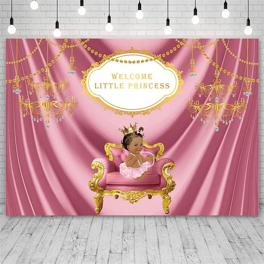 

Avezano Photography Backdrop Baby Shower Little Princess Pink Curtain Background For Photo Studio Photozone Photocall Decoration