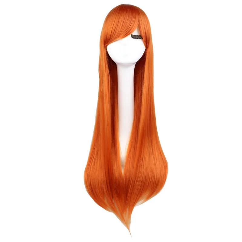 80cm Long Straight Asuka Orange Cosplay Costume Wig + Wig Cap