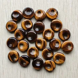 Good quality natural tiger eye stone gogo donut charms pendants beads 18mm for jewelry making Wholesale 12pcs/lot Fast shipping