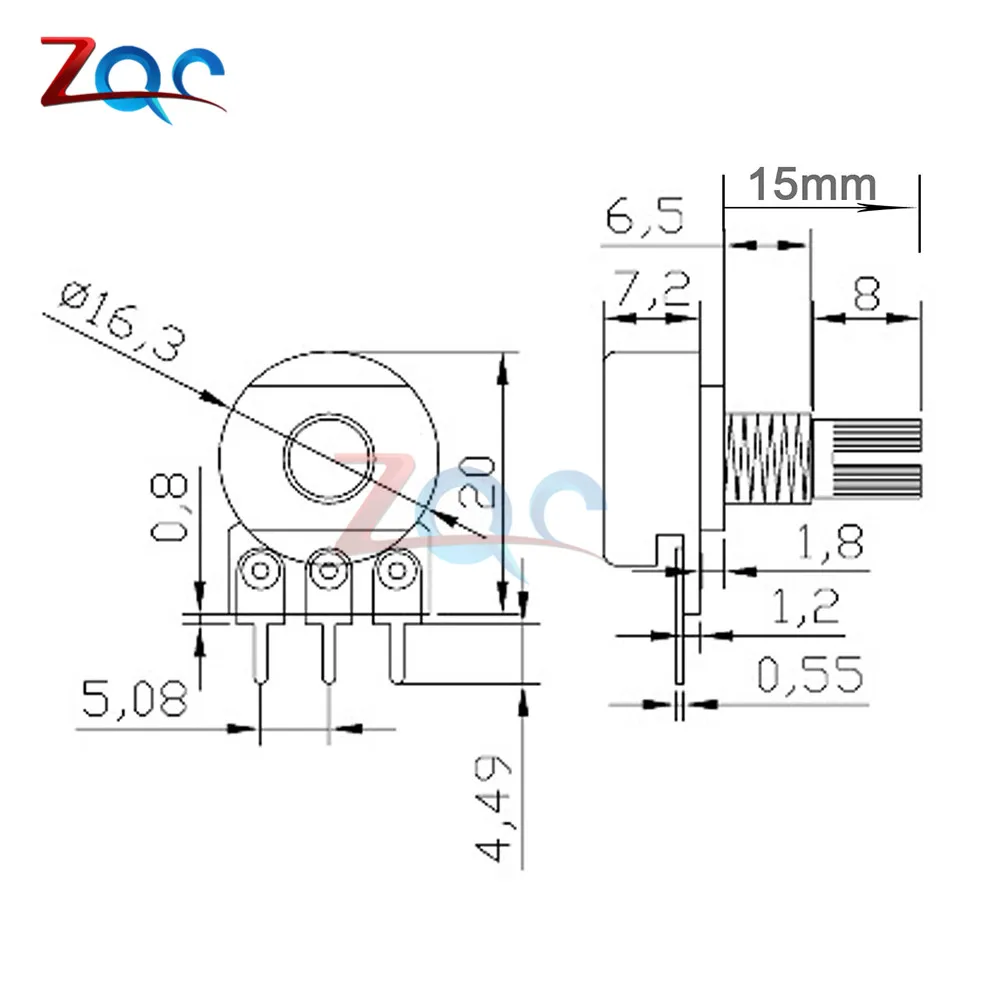 5PCS/Lot Potentiometer Resistor 1K 2K 5K 10K 20K 50K 100K 250K 500K 1MΩ 3 Pins Linear Taper Rotary Potentiometer Cap for Arduino