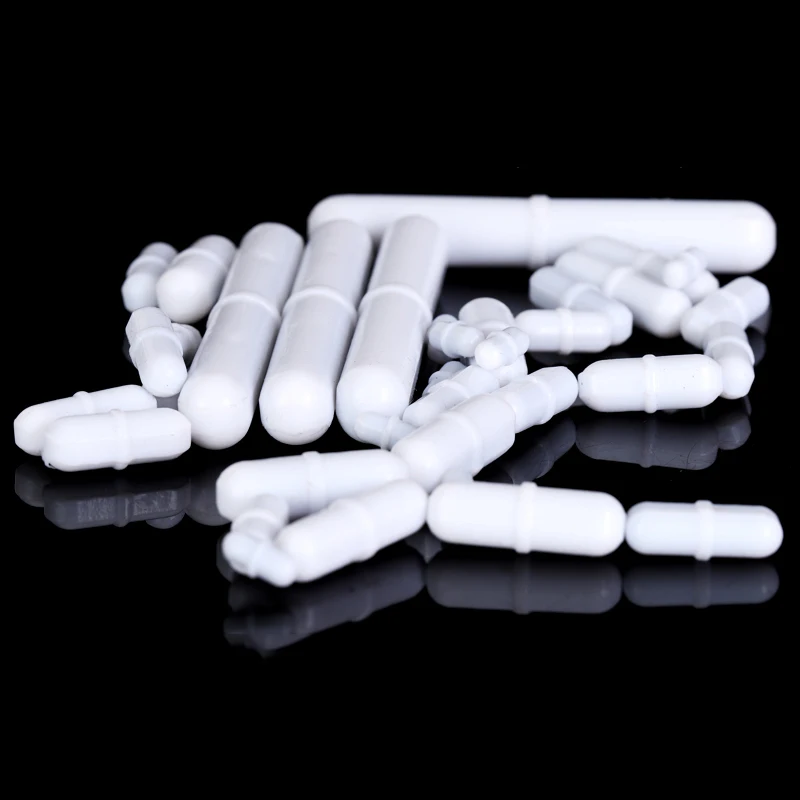 PTFE-Magnetrührstab, Typ B, weiß, zylindrisch, mit Drehring, Rührstab, Mischstab, verschiedene Größen, 10 Stück. – Detail 1