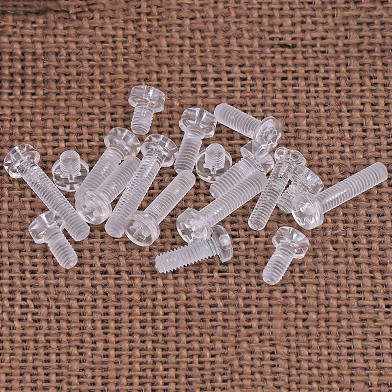 40PCS M3 M4 M5 M6 Transparent Acrylic Cross Round Head Nylon Screws Plastic Phillips Screw Length 3 5 6 8 10-20mm