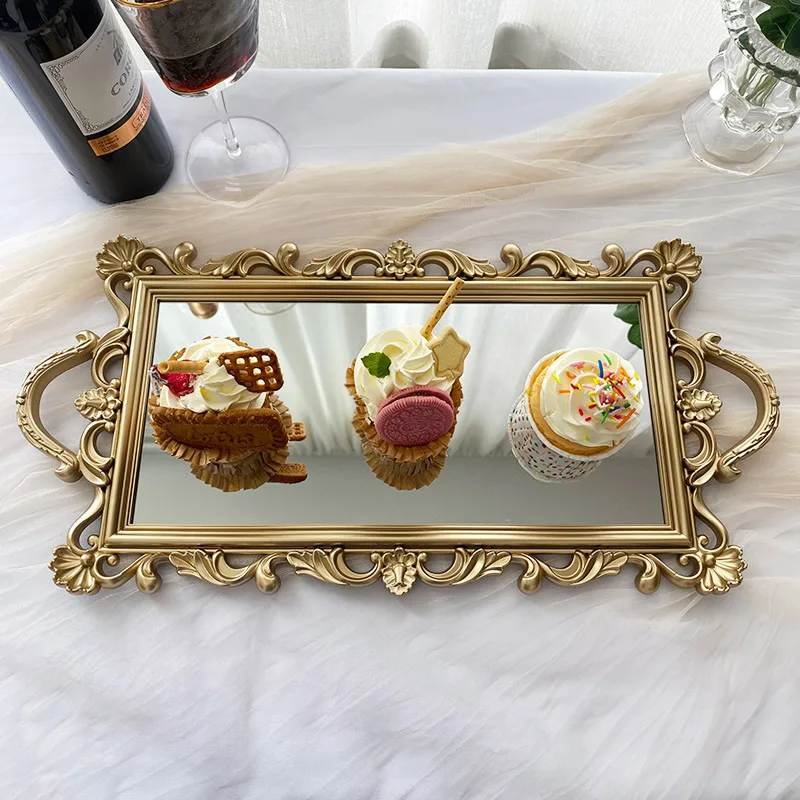 

Cake Stand Plate Nordic Golden Glass Mirror Plateau With Storage Tray Photo Props 디저트접시 Table Decoration For Dessert