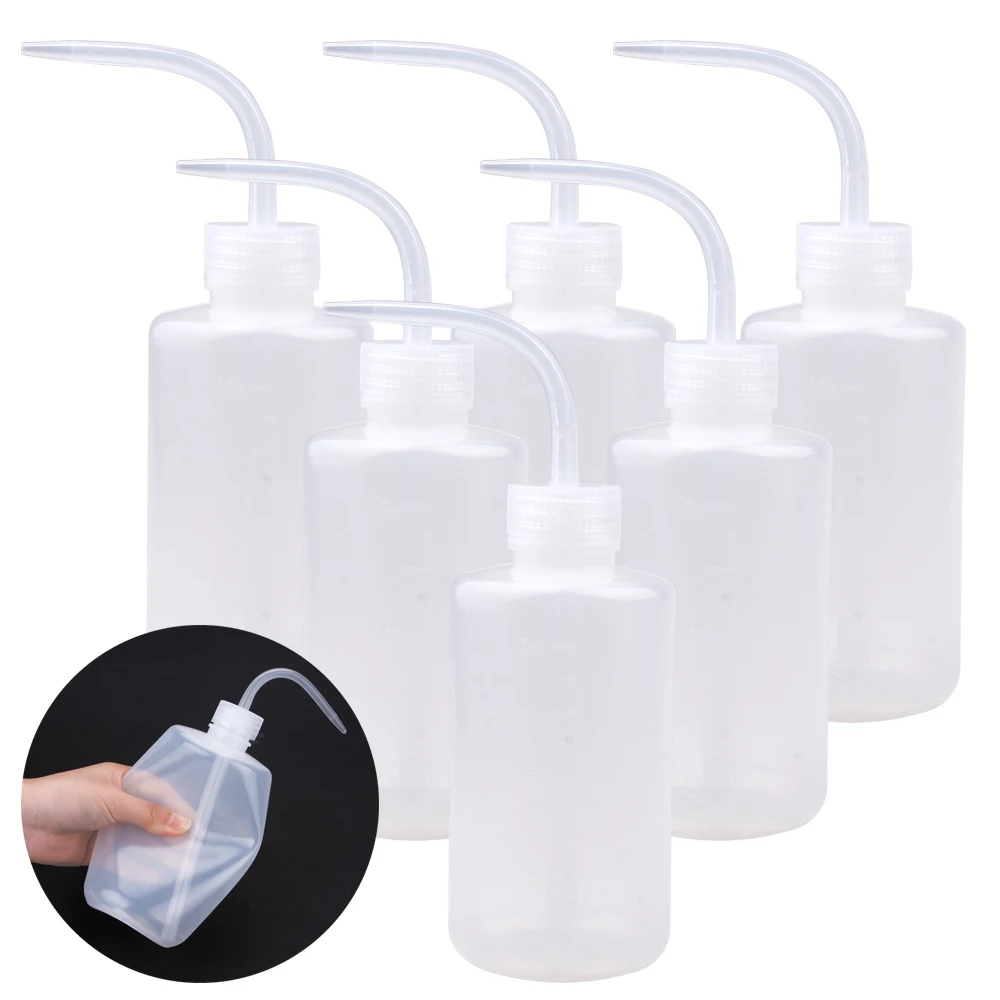 

6Pcs 250/500ml Tattoo Wash Bottle Plastic Safety Lab Squeeze Bottles Eyelash Cleaning Non-Spray Cups Makeup Tattoo Accessories