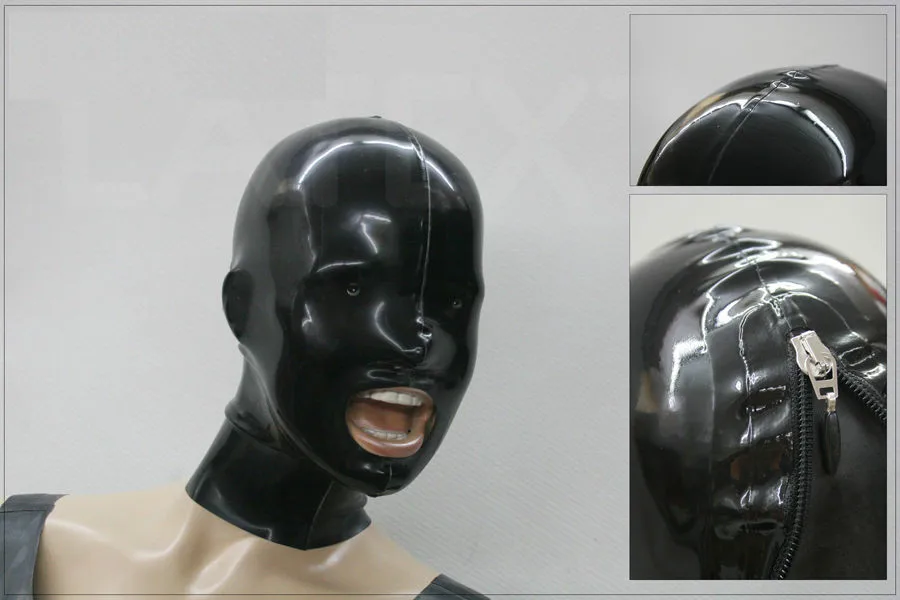 

Latex Rubber Black headgear cosplay party handmade custom holiday fashion comfortable xs-xxl 0.45mm