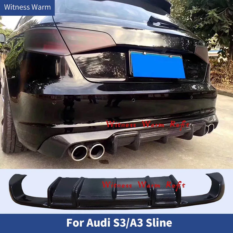 for 2013-2016 Audi A3 Sline S3 Sportback Hatchback Rear Bumper Lip Spoiler Diffuser Carbon Fiber Frp Body Kit