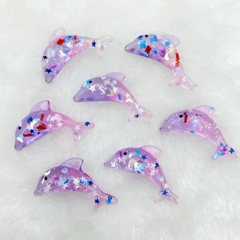 New pattern 12Pcs/lot Cute Resin Dolphin rhinestone Miniature Figurine DIY Kids Hair Bow Accessories Scrapbooking Craft