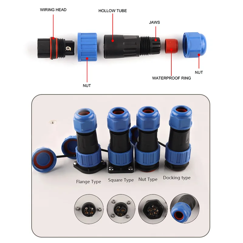 LP/SP20 IP68 Waterproof Connector Aviation plug&socket Male Female Cable Connectors Set 2-7 Pin Solderless Quick WIRE Connection