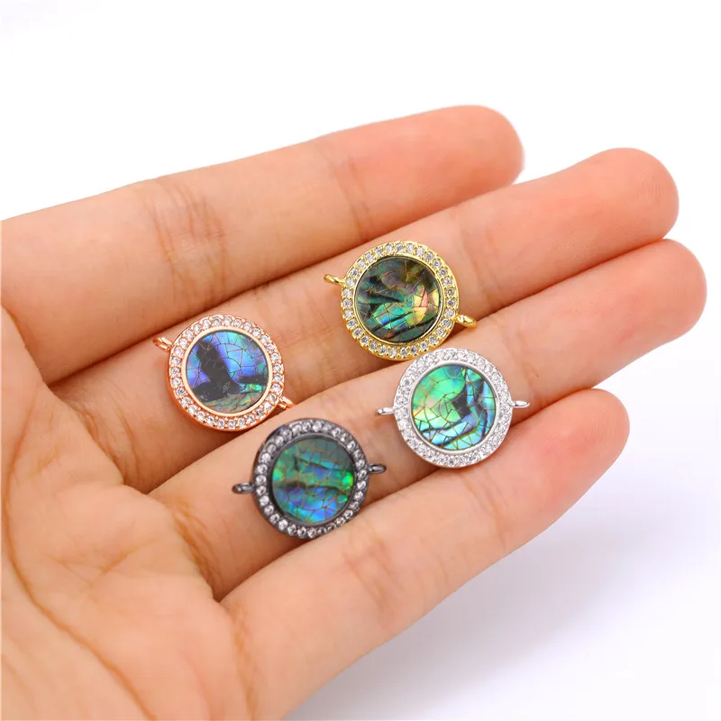 4 pçs/lote maus olhos conectores cz abalone sheell pingentes para diy mulher pulseira colar acessórios jóias fazendo suprimentos