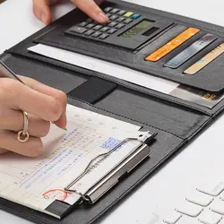 Carpeta de archivos A5 personalizada con calculadora, suministros de oficina multifunción, organizador, administrador, almohadillas para documentos, maletín, Padfoli